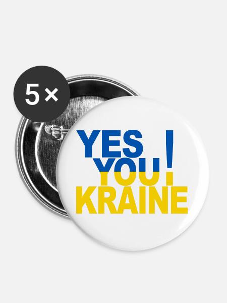 Ja, Ukraine! - Buttons groß 56 mm (5er Pack) - Weiß