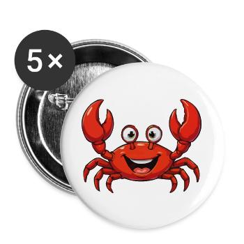 Cheerful Red Crab Cartoon - Buttons large 2.2''/56 mm (5-pack) - white - Front