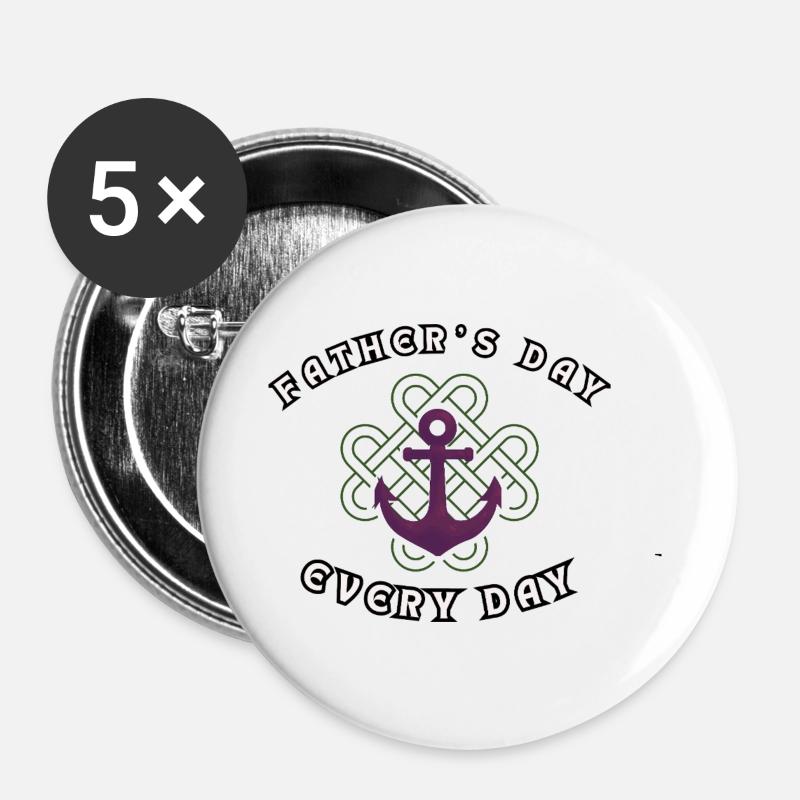 Vatertag - Buttons groß 56 mm (5er Pack) - Weiß