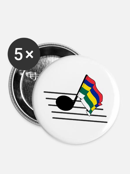 Terschelling Music Flag – Inselstimmung - Buttons groß 56 mm (5er Pack) - Weiß