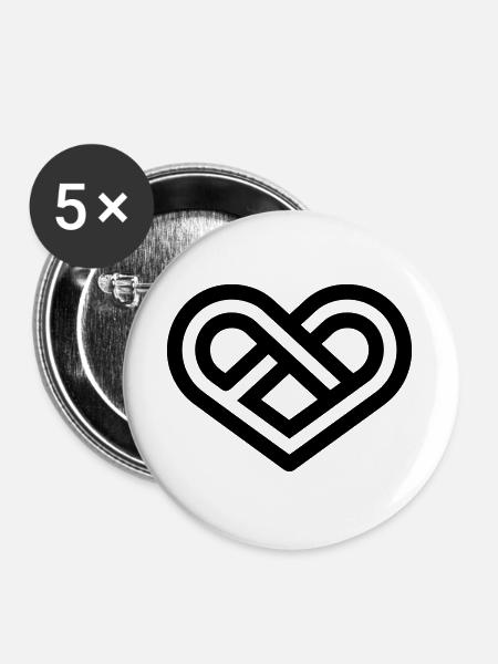 Unendliches Herz - Buttons groß 56 mm (5er Pack) - Weiß