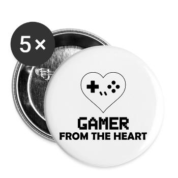 Gamer from the Heart - Buttons large 2.2''/56 mm (5-pack) - white - Front
