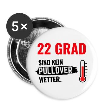 22 Grad Kein Pullover - Buttons groß 56 mm (5er Pack) - Weiß - Vorne