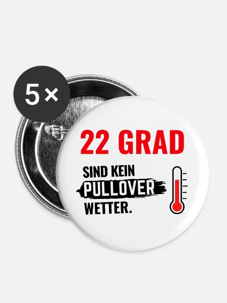 22 Grad Kein Pullover - Buttons groß 56 mm (5er Pack) - Weiß