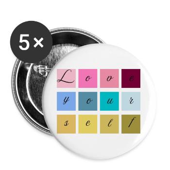 Love Yourself Lettering Pastel - Buttons large 2.2''/56 mm (5-pack) - white - Front