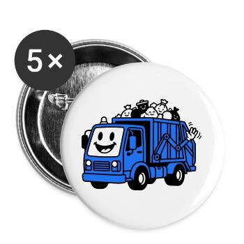 Garbage truck children - Buttons large 2.2''/56 mm (5-pack) - white - Front
