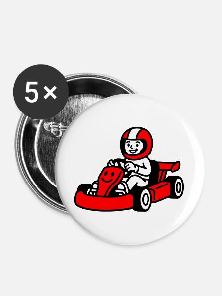 Go Kart Kids - Buttons groß 56 mm (5er Pack) - Weiß
