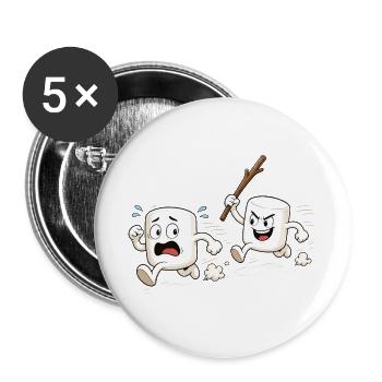 Motif comique Drôle de guimauves en fuite - Lot de 5 grands badges (56 mm) - blanc - Devant