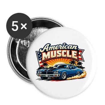 American_Muscle_3 - Buttons large 2.2''/56 mm (5-pack) - white - Front