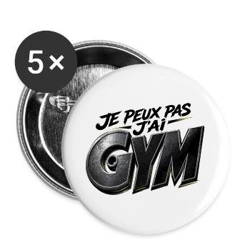 JE PEUX PAS J’AI GYM - Lot de 5 grands badges (56 mm) - blanc - Devant