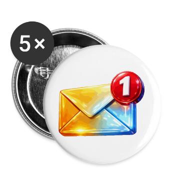 Erste Abzeichen-E-Mail - Buttons groß 56 mm (5er Pack) - Weiß - Vorne