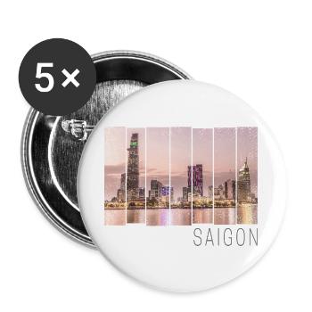 Saigon Ho Chi Minh City HCMC in Vietnam Souevnir - Buttons large 2.2''/56 mm (5-pack) - white - Front