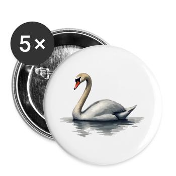 cygne - Lot de 5 grands badges (56 mm) - blanc - Devant