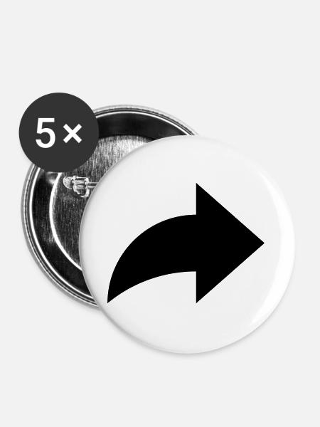 Pfeil, share - Buttons groß 56 mm (5er Pack) - Weiß