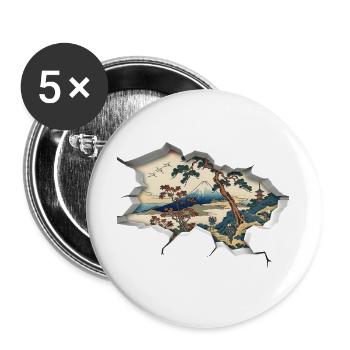 Japanese Art - Buttons large 2.2''/56 mm (5-pack) - white - Front