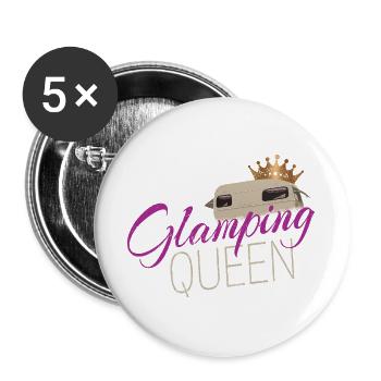 Glamping Queen Camping with Vintage Caravan - Buttons large 2.2''/56 mm (5-pack) - white - Front