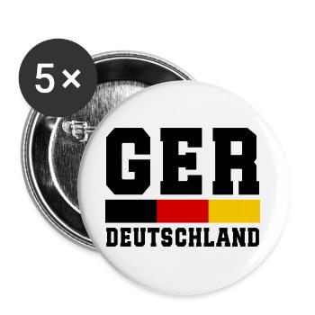 Deutschland Fußball Weltmeisterschaft - Germany - Buttons groß 56 mm (5er Pack) - Weiß - Vorne