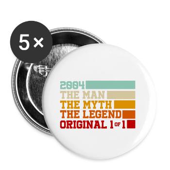 2004 — L’homme, le Mythe, la Légende - Lot de 5 grands badges (56 mm) - blanc - Devant