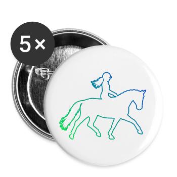 Geschenkidee für die Pferde-Fanin mit Springreiten - Buttons groß 56 mm (5er Pack) - Weiß - Vorne