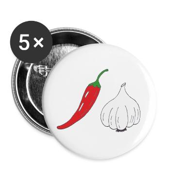 Chili and garlic duo - Buttons large 2.2''/56 mm (5-pack) - white - Front