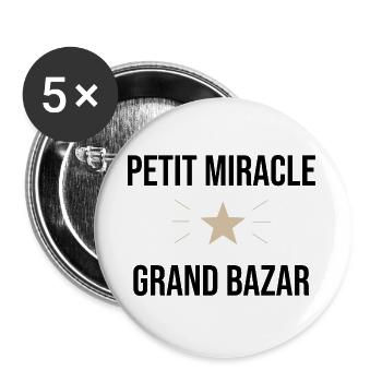 Bazar - Lot de 5 grands badges (56 mm) - blanc - Devant