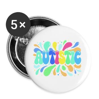 Autism Colors and Pride - Buttons large 2.2''/56 mm (5-pack) - white - Front