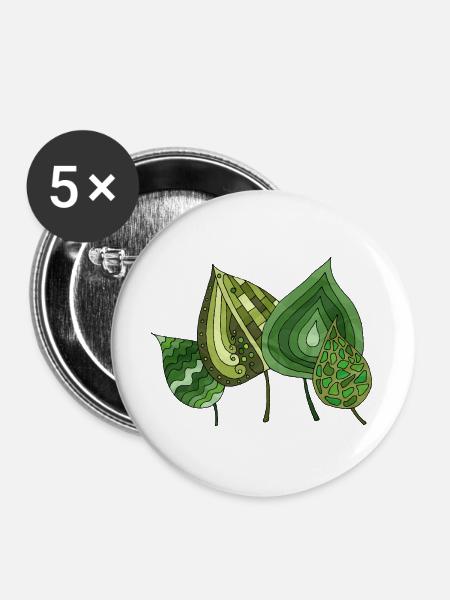Blätter - Buttons groß 56 mm (5er Pack) - Weiß