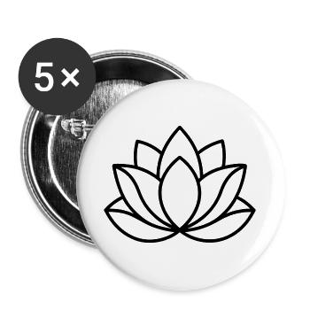Fleur de lotus - Lot de 5 grands badges (56 mm) - blanc - Devant