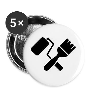 Motif de rouleau à peinture au pinceau peintre - Lot de 5 grands badges (56 mm) - blanc - Devant