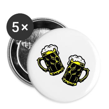 Bierkrug Bier Symbol - Buttons groß 56 mm (5er Pack) - Weiß - Vorne