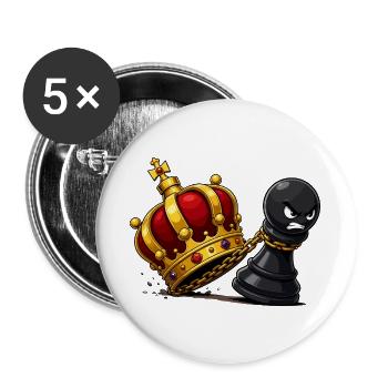 Roi de la Collision de la Couronne contre Espion Paysan - Lot de 5 grands badges (56 mm) - blanc - Devant