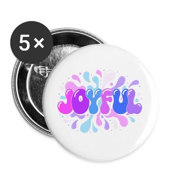 Joie éclatante en splash pop - Lot de 5 grands badges (56 mm) - blanc - Devant