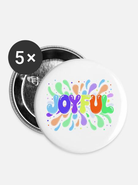 Glücklicher mehrfarbiger Tippfehler - Buttons groß 56 mm (5er Pack) - Weiß