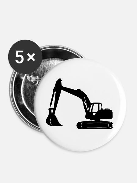 Bagger - Buttons groß 56 mm (5er Pack) - Weiß