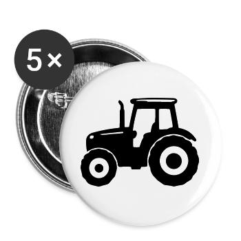 Tractor Silhouette - Buttons large 2.2''/56 mm (5-pack) - white - Front