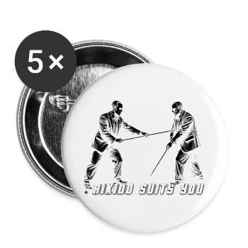 Aikido Suits You Quote Kumi Jo Male Halftone - Buttons large 2.2''/56 mm (5-pack) - white - Front