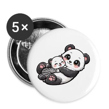 Mom panda bear cuddles with her sweet little one - Buttons large 2.2''/56 mm (5-pack) - white - Front
