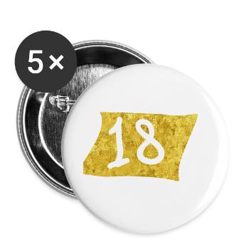 Golden 18 Celebration Design - Buttons large 2.2''/56 mm (5-pack) - white - Front