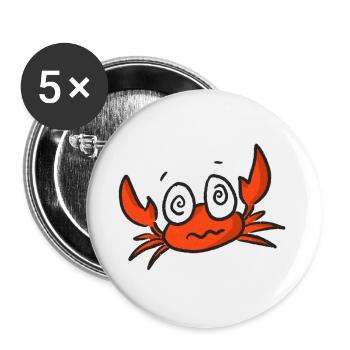 Dessin animé de crabe rouge aux grands yeux - Lot de 5 grands badges (56 mm) - blanc - Devant