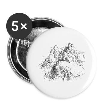 Silhouette Secada | Design des dolomites d’Odle | - Lot de 5 grands badges (56 mm) - blanc - Devant