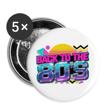 Retour au Neon Retro des années 80 - Lot de 5 grands badges (56 mm) - blanc - Devant