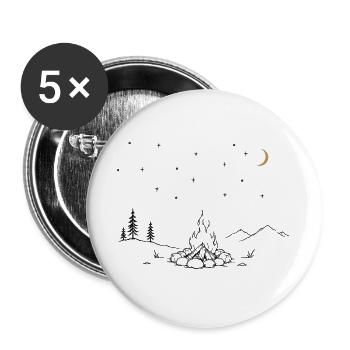 Lagerfeuer unterm Sternenhimmel - Buttons groß 56 mm (5er Pack) - Weiß - Vorne