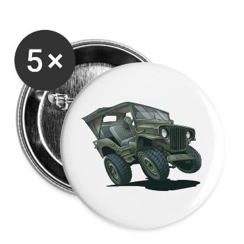 Willys MB Geländewagen mit Verdeck | RCCX - Buttons groß 56 mm (5er Pack) - Weiß - Vorne