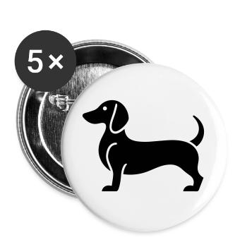 teckel - Lot de 5 grands badges (56 mm) - blanc - Devant