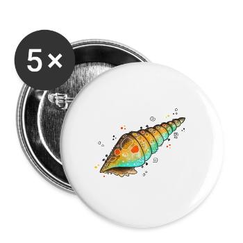 Colorful shell water colors - Buttons large 2.2''/56 mm (5-pack) - white - Front