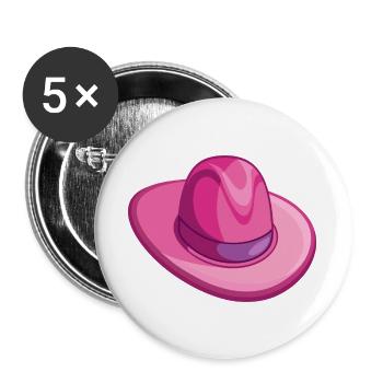 Chapeau de cowboy rose - Lot de 5 grands badges (56 mm) - blanc - Devant