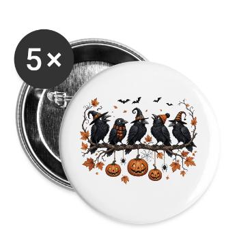Halloween Ravens Autumn Pumpkin - Buttons large 2.2''/56 mm (5-pack) - white - Front