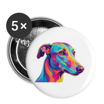 Art coloré de lévrier aquarelle - Lot de 5 grands badges (56 mm) - blanc - Devant