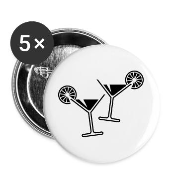 2 verres cocktail / cocktail / martini + (noir) - Lot de 5 grands badges (56 mm) - blanc - Devant