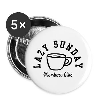 Lazy Sunday Members Club Kaffeeliebhaber-Ausgabe - Buttons groß 56 mm (5er Pack) - Weiß - Vorne